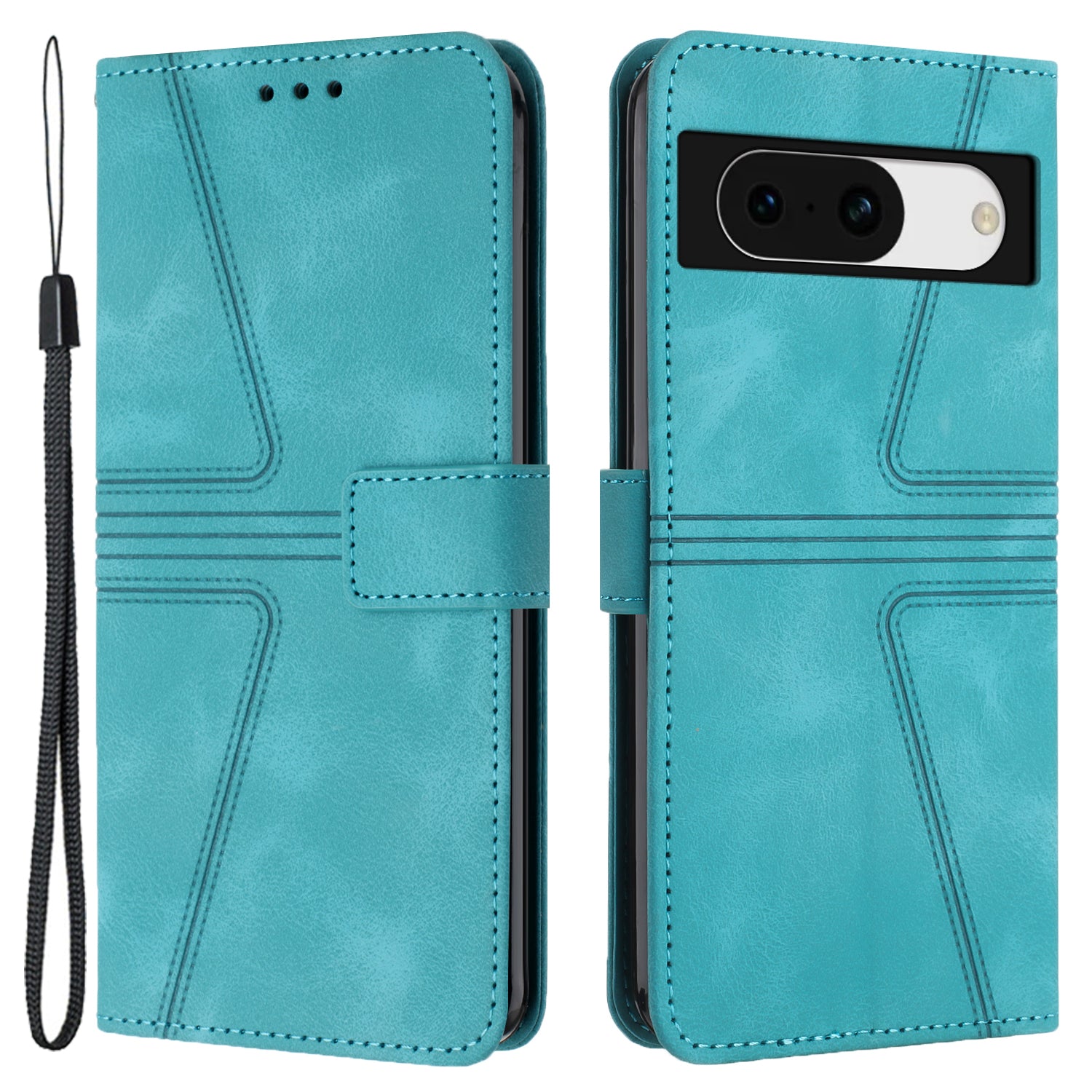 For Google Pixel 8a Case Triangle Imprinted PU Leather Solid Color Phone Cover For Google Pixel 8a Case Triangle Imprinted PU Leather Solid Color Phone Cover